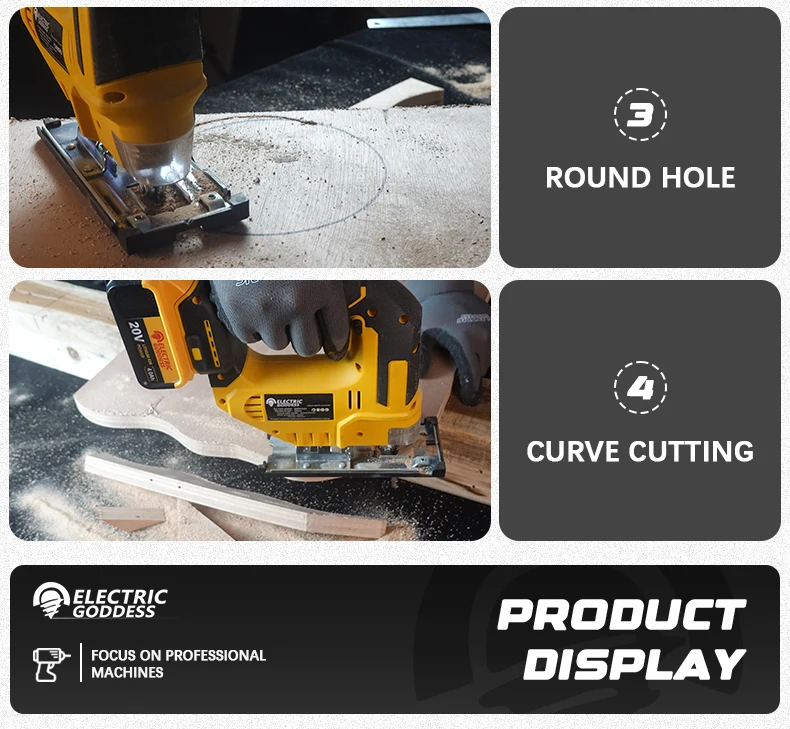 Electric Goddess 750W Brushless Jigsaw Electric Jig with Saw Blade Cordless Barrel Handle Jigsaw Tool For Dewalt 20V Battery Pin