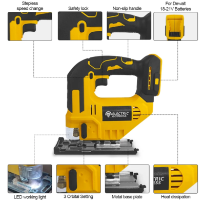 Electric Goddess 750W Brushless Jigsaw Electric Jig with Saw Blade Cordless Barrel Handle Jigsaw Tool For Dewalt 20V Battery Pin - Image 3