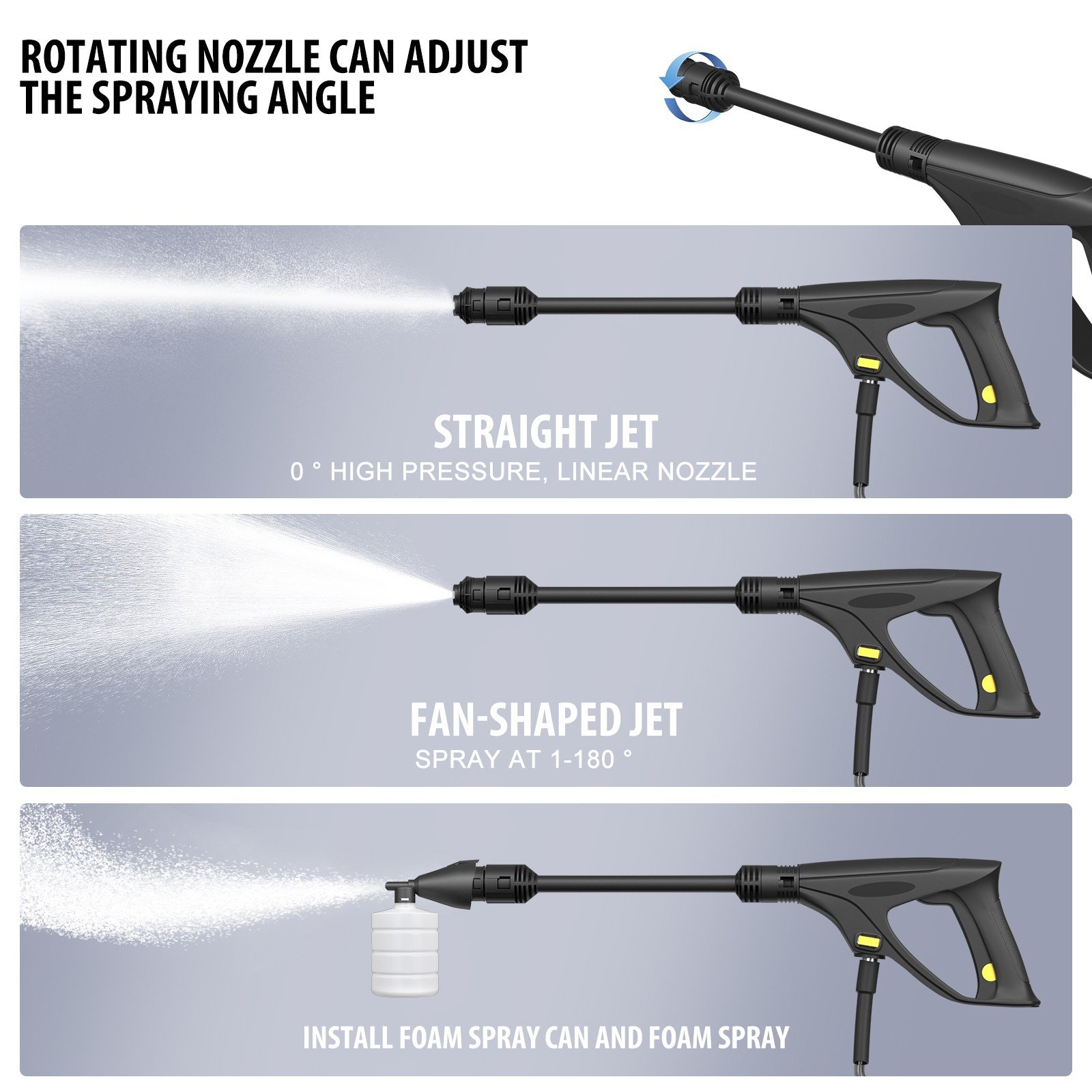 Electric High Pressure Washer 1600W,120bar,380l/h Adjustable Lance from 0 to 180°,7m Flexible Hose,for Terraces,Gardens,Cars Electric High Pressure Washer 1600W,120bar,380l/h Adjustable Lance from 0 to 180°,7m Flexible Hose,for Terraces,Gardens,Cars