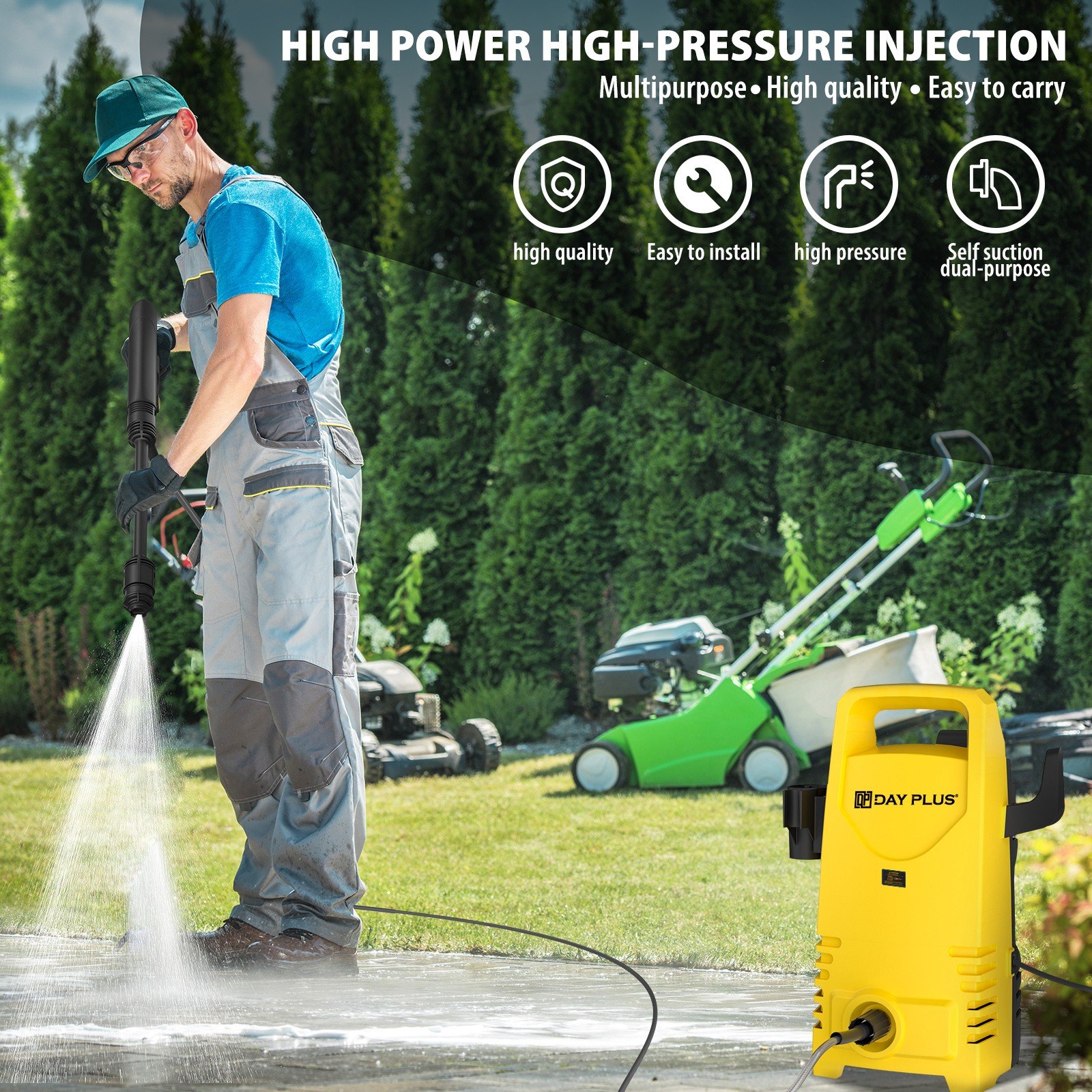Electric High Pressure Washer 1600W,120bar,380l/h Adjustable Lance from 0 to 180°,7m Flexible Hose,for Terraces,Gardens,Cars Electric High Pressure Washer 1600W,120bar,380l/h Adjustable Lance from 0 to 180°,7m Flexible Hose,for Terraces,Gardens,Cars