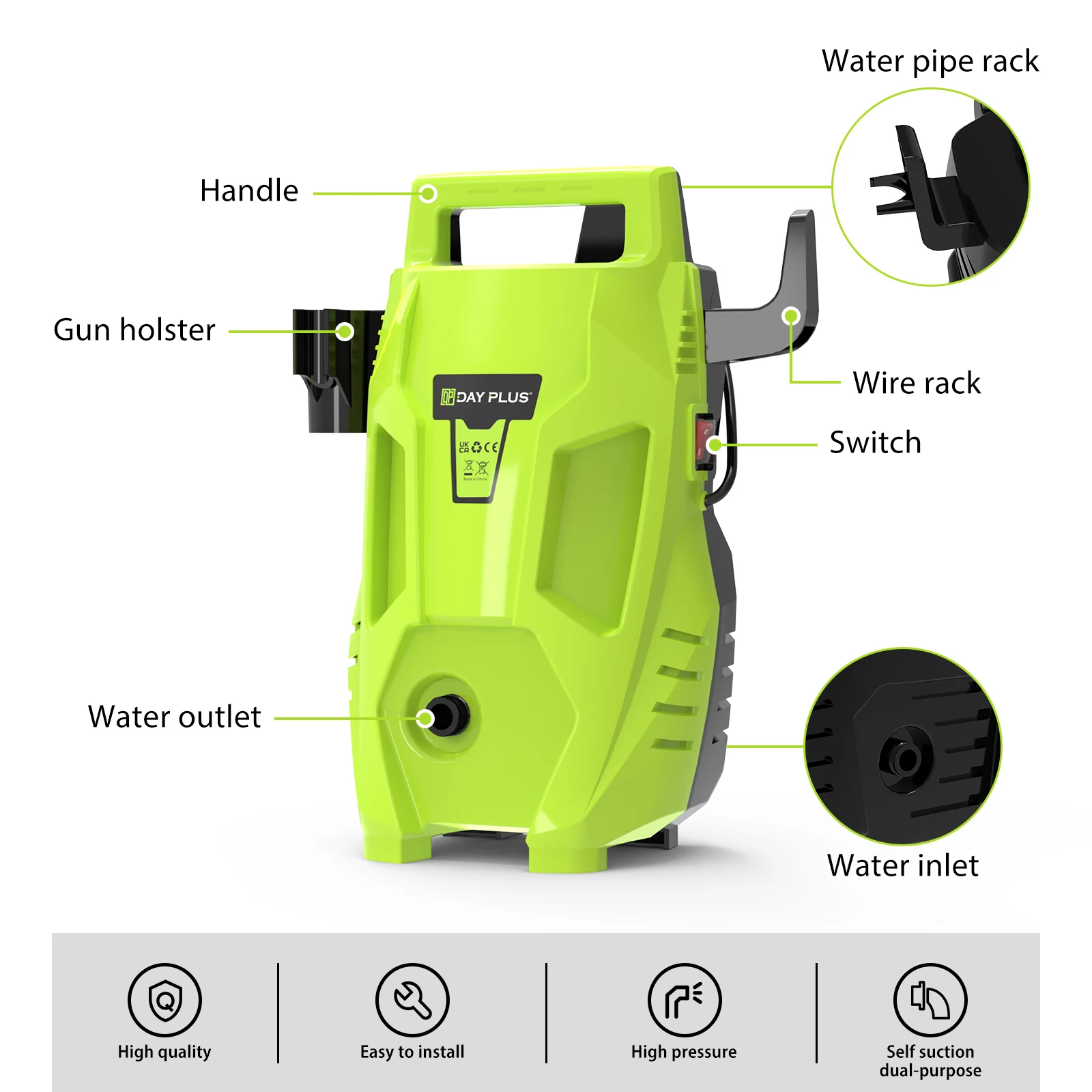 WEIRONG Home & Garden High Pressure Washer,Powerful Jet Nozzle,Portable Electric Jet Washer for Patio,Car,Driveway ,Fences,Yard