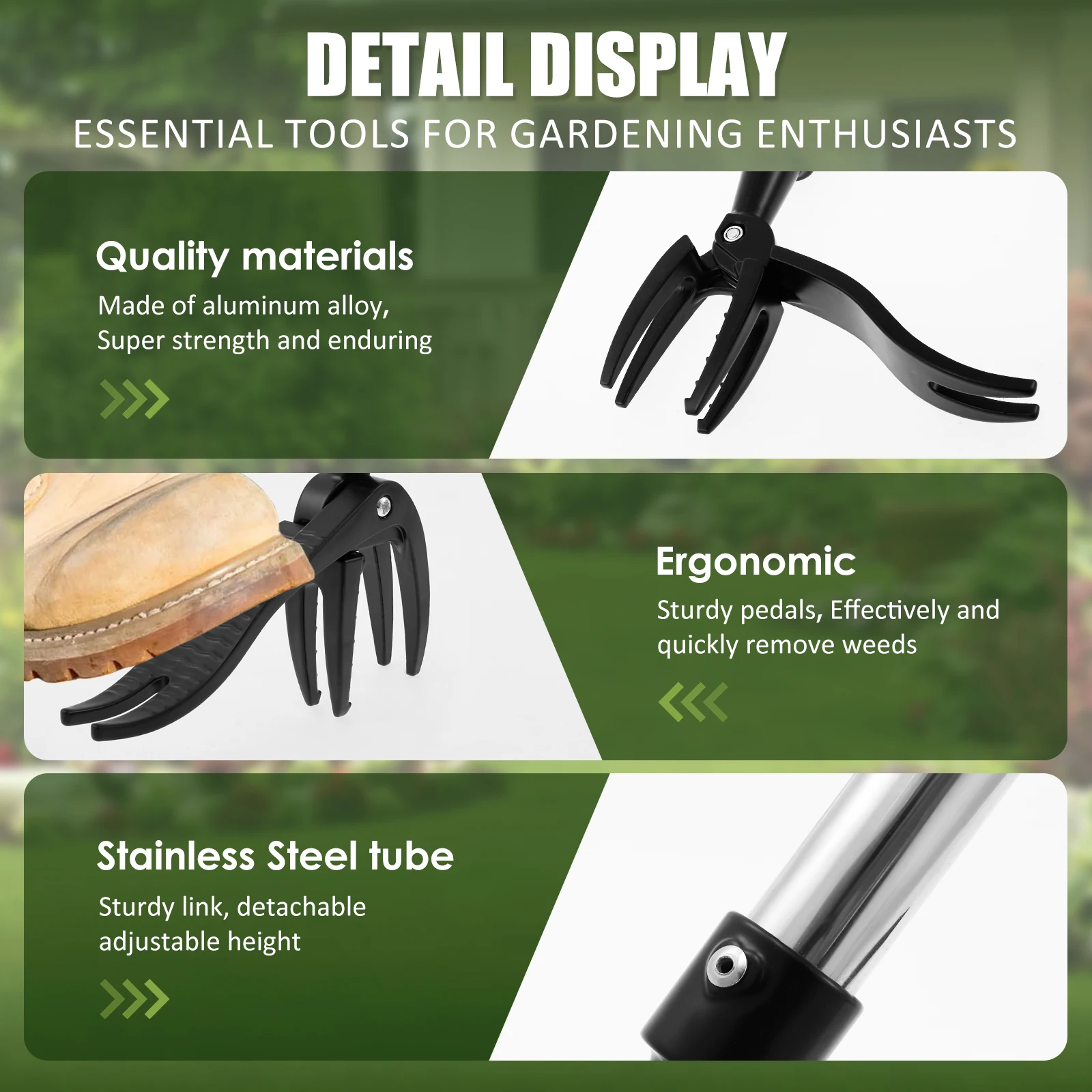 Weed Puller Tool Adjustable Stand Up Weeder with Long Handle Lightweight Weed Remover Tool for Lawn Gardening Transplanting