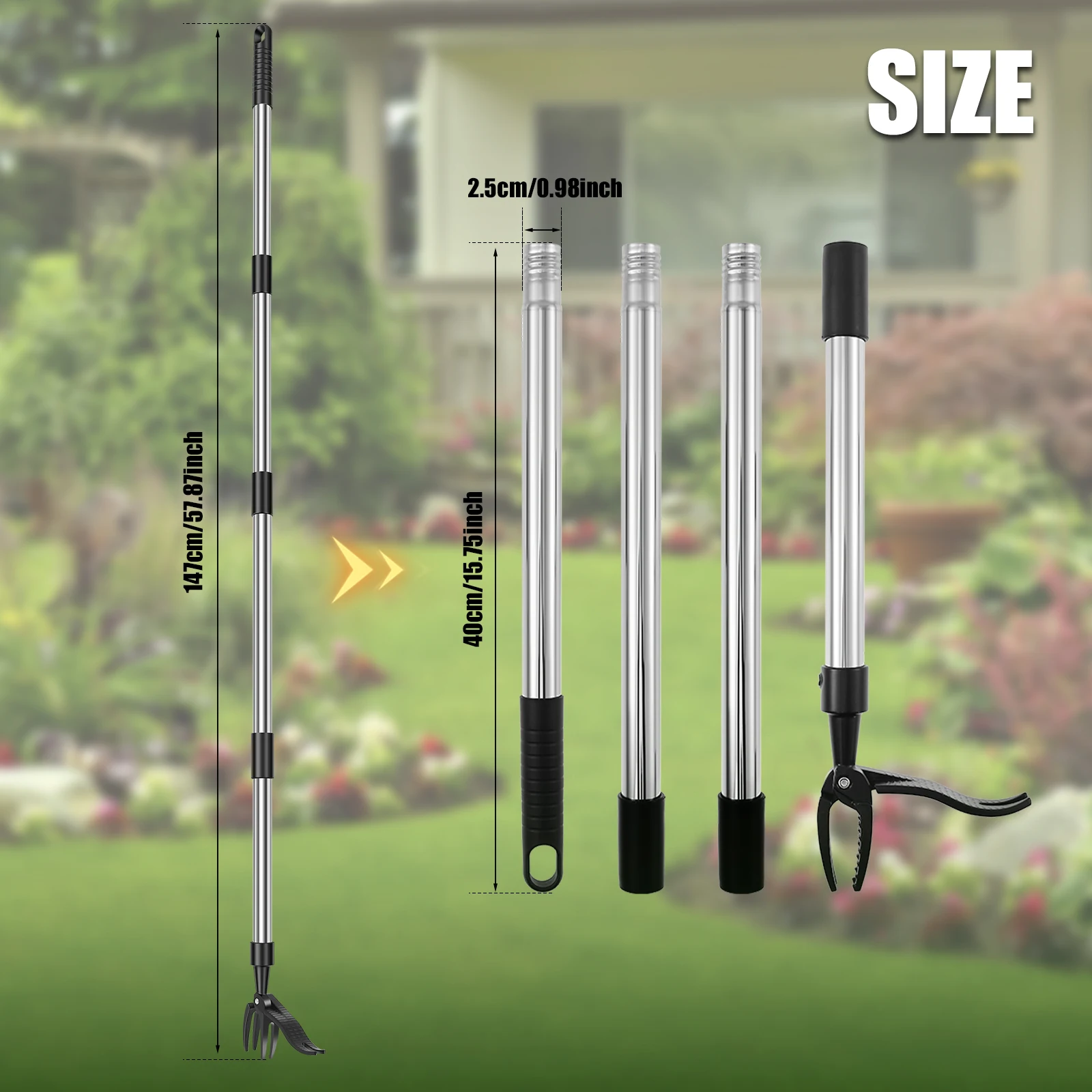 Weed Puller Tool Adjustable Stand Up Weeder with Long Handle Lightweight Weed Remover Tool for Lawn Gardening Transplanting