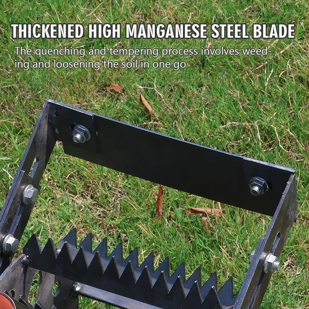 New Hand Push Hoe Wheeled Weeding Manganese Steel Weed Machine Saw Tooth Agricultural Loosening Weeder No Handle