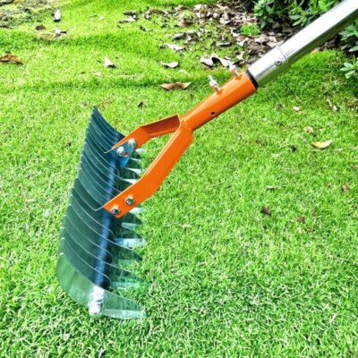 Stainless Steel Lawn Thatch Rake Detachable Cleaning Yard Dry Grass Thatch Rake Leaf Soil Durable Weeders Garden Hand Tools - Image 2