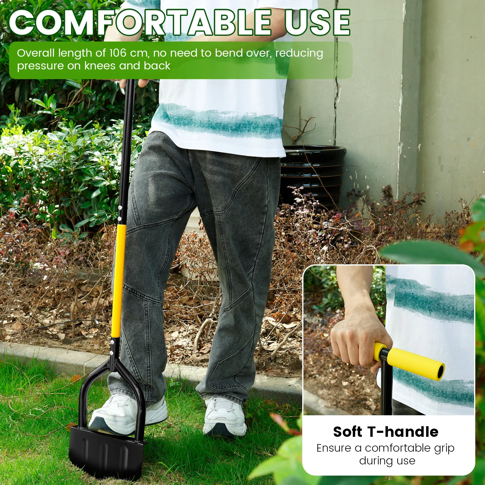 106CM Half Moon Lawn Edger Stainless Steel Garden Grass Manual Trimming Shovel with T Grip Handle Manual Garden Grass Edger Tool 106CM Half Moon Lawn Edger Stainless Steel Garden Grass Manual Trimming Shovel with T Grip Handle Manual Garden Grass Edger Tool