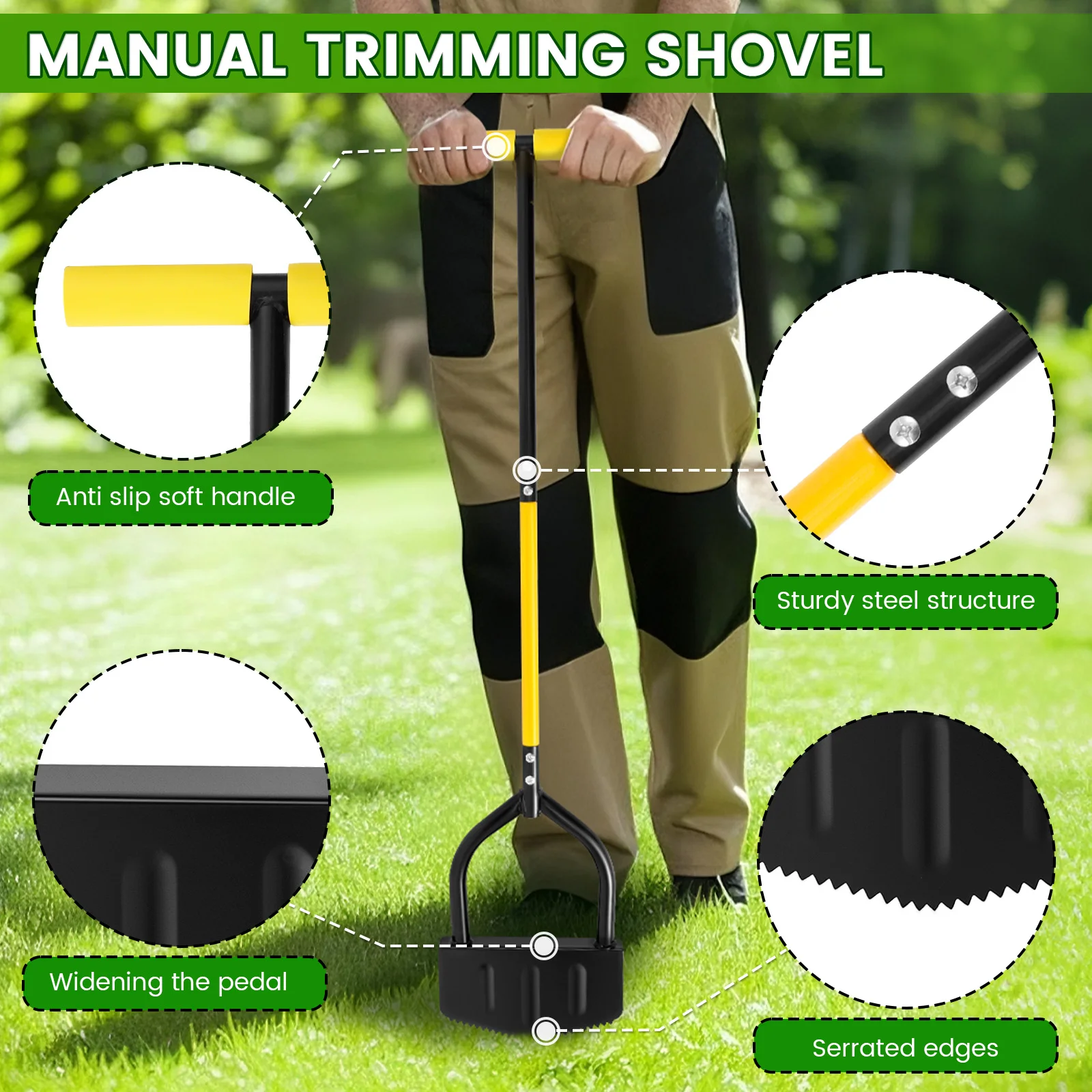 106CM Half Moon Lawn Edger Stainless Steel Garden Grass Manual Trimming Shovel with T Grip Handle Manual Garden Grass Edger Tool 106CM Half Moon Lawn Edger Stainless Steel Garden Grass Manual Trimming Shovel with T Grip Handle Manual Garden Grass Edger Tool