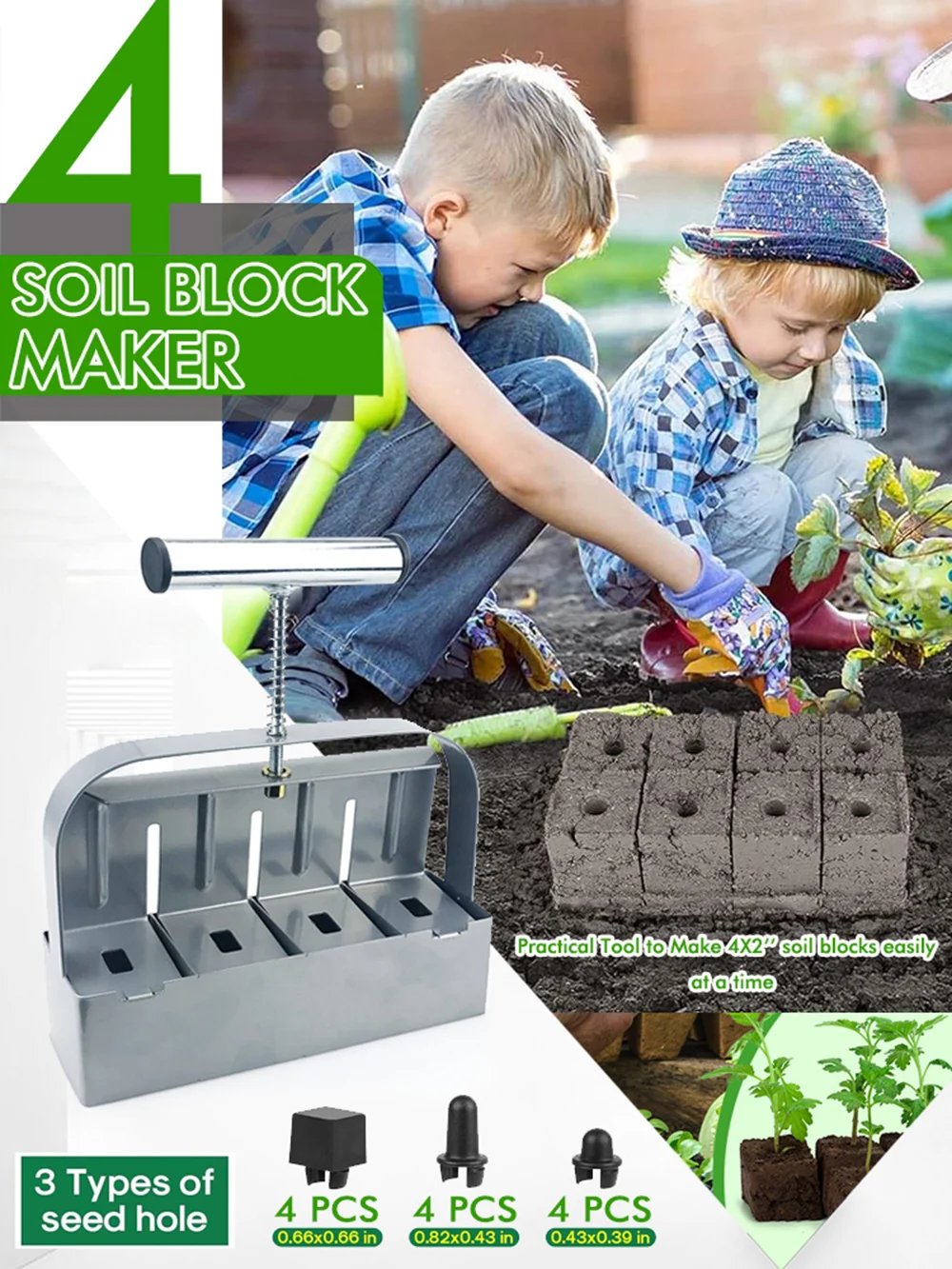 Handheld Seedling Soil Block Maker 2 Inch Soils Blocking Tool Used for Seedling Greenhouse Garden Supplies
