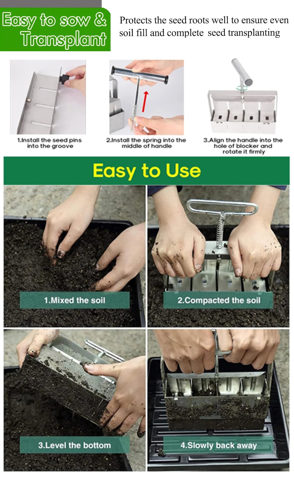 Handheld Seedling Soil Block Maker 2 Inch Soils Blocking Tool Used for Seedling Greenhouse Garden Supplies
