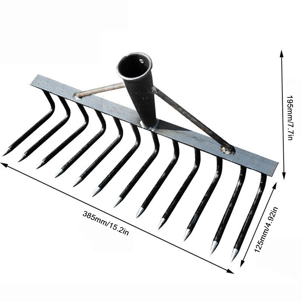 Gardening Hoe Weeding Rake Grasping Raking Level Loosen Soil Harrow Steel Farm Tool Clean Leaves Collect Weeds Agricultural Tool