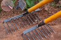 Gardening Hoe Weeding Rake Grasping Raking Level Loosen Soil Harrow Steel Farm Tool Clean Leaves Collect Weeds Agricultural Tool