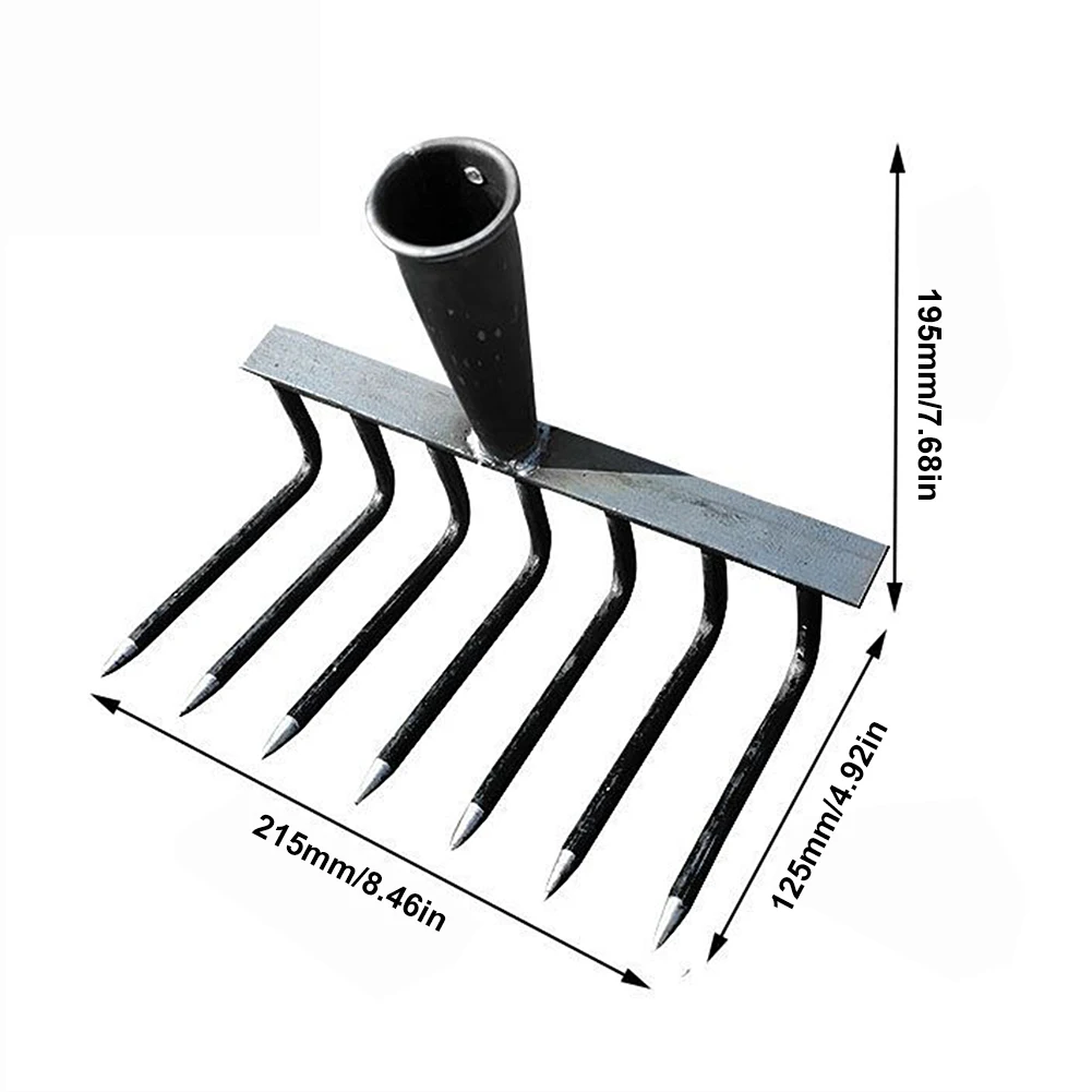 Gardening Hoe Weeding Rake Grasping Raking Level Loosen Soil Harrow Steel Farm Tool Clean Leaves Collect Weeds Agricultural Tool