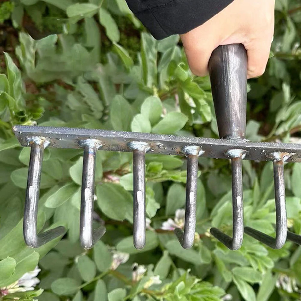 Gardening Hoe Weeding Rake Grasping Raking Level Loosen Soil Harrow Steel Farm Tool Clean Leaves Collect Weeds Agricultural Tool