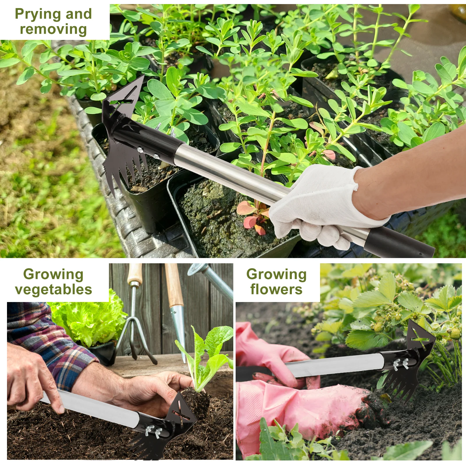 2-in-1 Extended Weed Puller Tool Garden Rake Long Handle Multifunctional Weed Remover Shovel Manual Rooting Grass Soil Loosening 2-in-1 Extended Weed Puller Tool Garden Rake Long Handle Multifunctional Weed Remover Shovel Manual Rooting Grass Soil Loosening