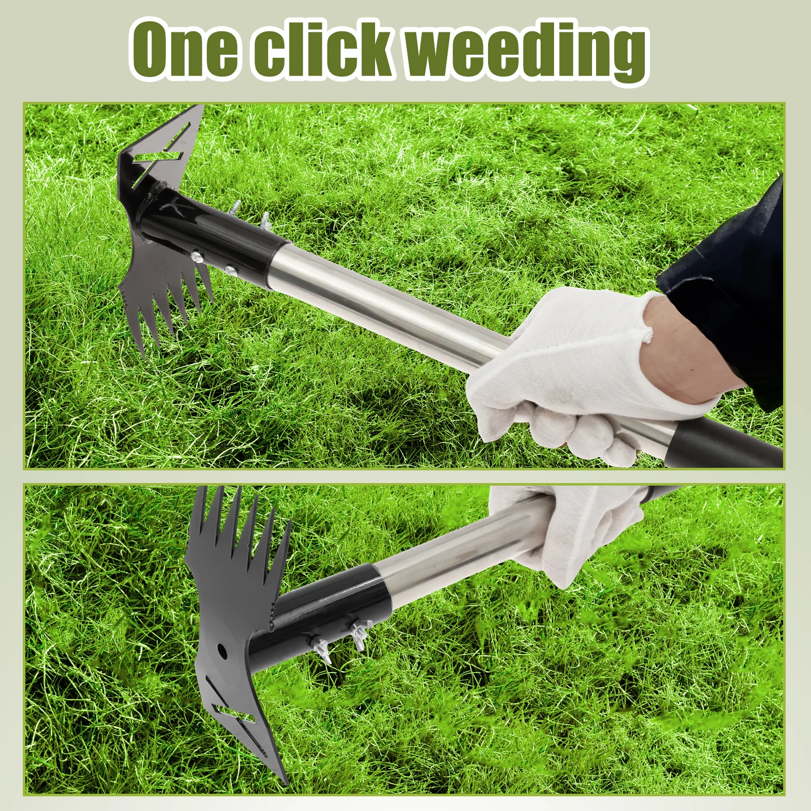 2-in-1 Extended Weed Puller Tool Garden Rake Long Handle Multifunctional Weed Remover Shovel Manual Rooting Grass Soil Loosening 2-in-1 Extended Weed Puller Tool Garden Rake Long Handle Multifunctional Weed Remover Shovel Manual Rooting Grass Soil Loosening