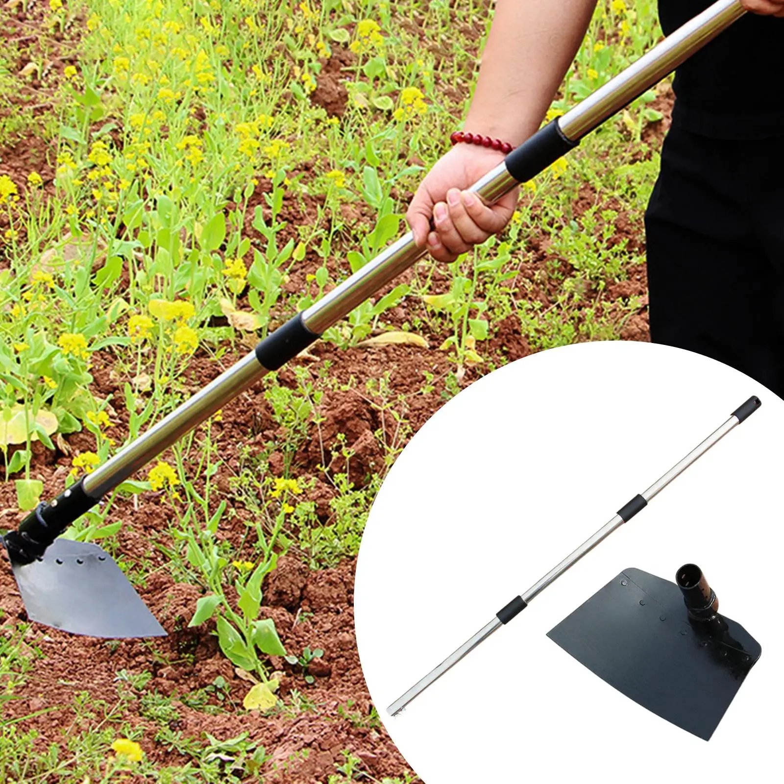 Weeding Sickle Hoe Adjustable Long Handle Standing Weeding Tool Loosening Soil Garden Tools for Weeding and Planting