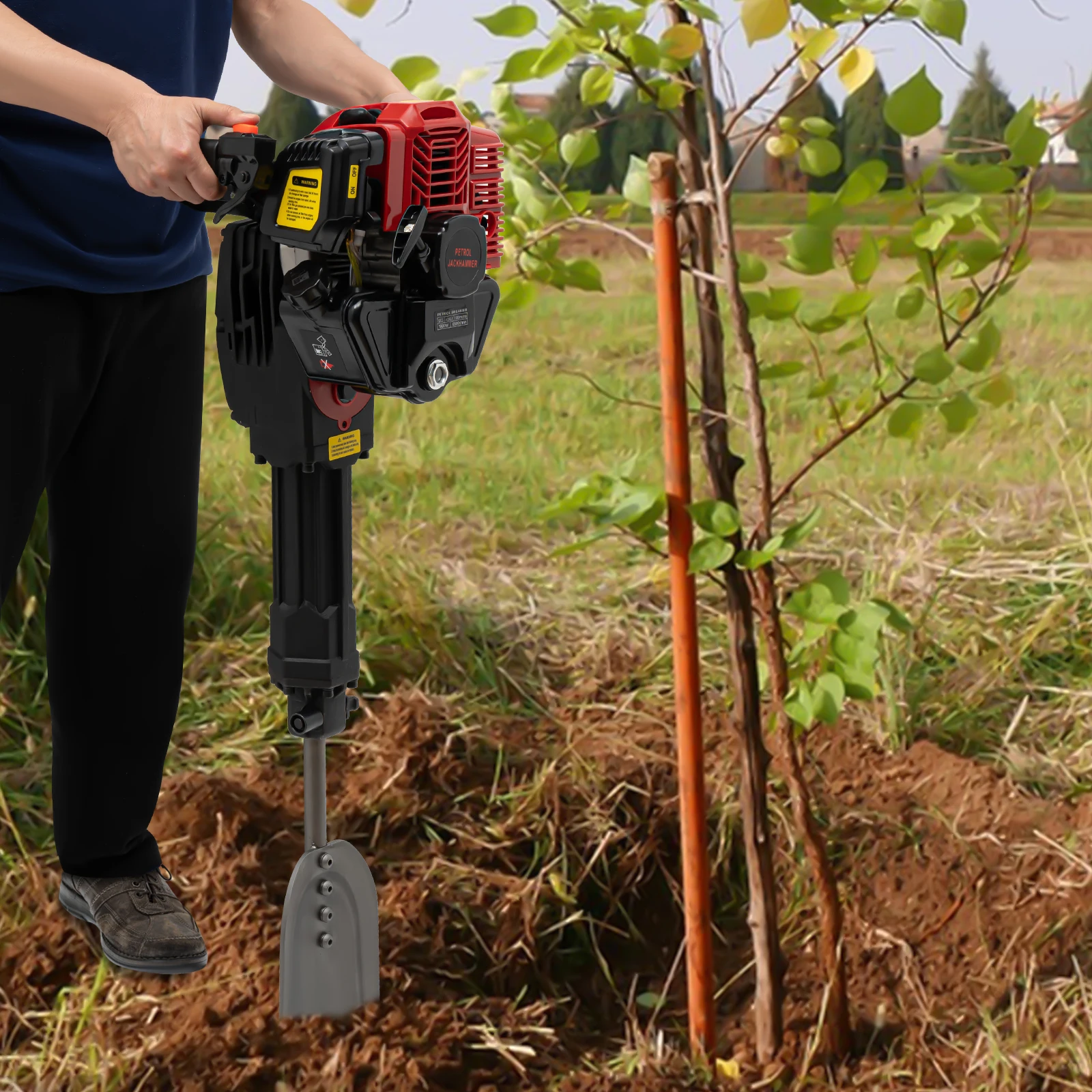 1900W Petrol Engine Tree Digger With Different Types Of Head Hand Pull Start Garden Tree Transplanting Digging Machine