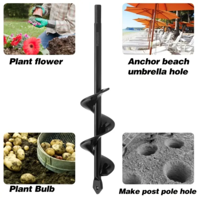 Garden Auger Spiral Drill Bit Gardening Flower Planter Earth Drill Planting Hole Digger Tool Loose Soil Drill Bit Accessories - Image 5