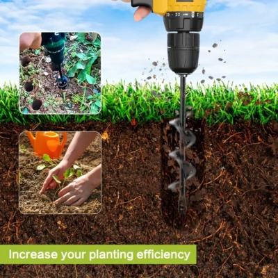 Garden Auger Spiral Drill Bit Gardening Flower Planter Earth Drill Planting Hole Digger Tool Loose Soil Drill Bit Accessories - Image 2