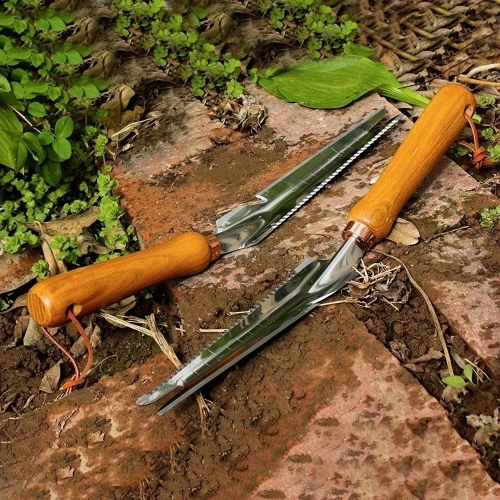 Multifunctional Stainless Steel Gardening Shovel Spade Manual Weeder With Sawtooth Weeding Shovel Manual Weeding Garden Tool