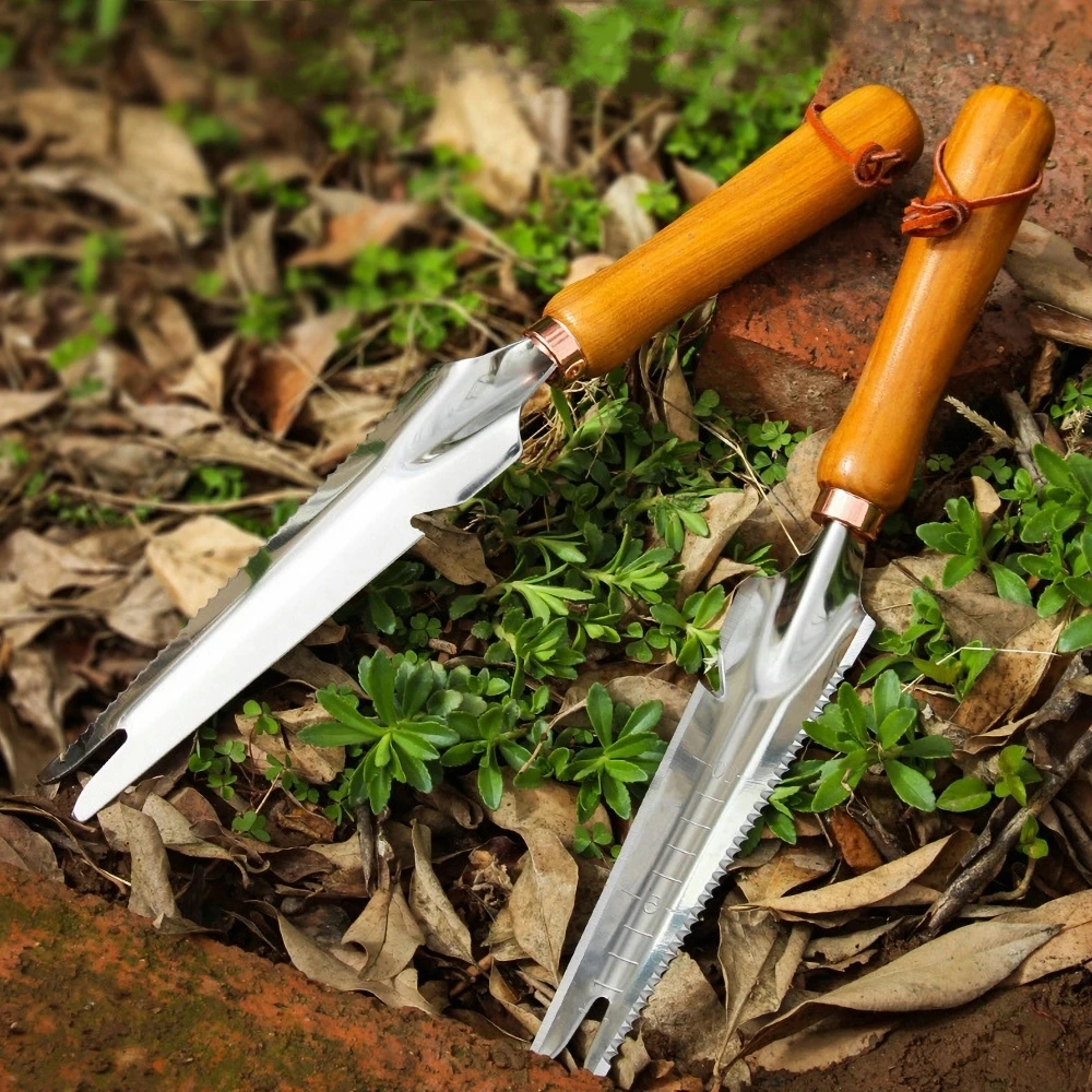 Multifunctional Stainless Steel Gardening Shovel Spade Manual Weeder With Sawtooth Weeding Shovel Manual Weeding Garden Tool