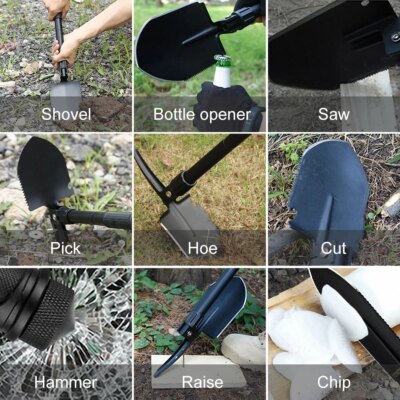 YOUNGDO Foldable Multifunctional Shovel for Garden Fishing Camping Wild Survival Tactical Spade Saw 2 Handles Hiking Trowel Sets - Image 2