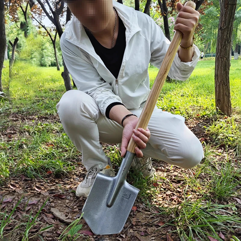 Gardening Shovel Large Steel Garden Shovel Farmland Orchard Manual Spade Outdoor Camping Travel  Shovels with Wooden Handle