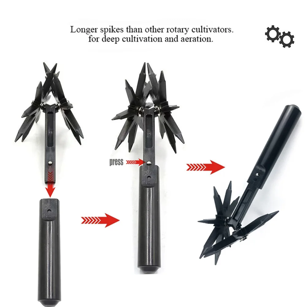 2 In 1 Garden Rotary Tiller Lawn Ripper Land Aerator Gardening Tool Weeding Digging Grass Turning Tool Loose Soil Aerator