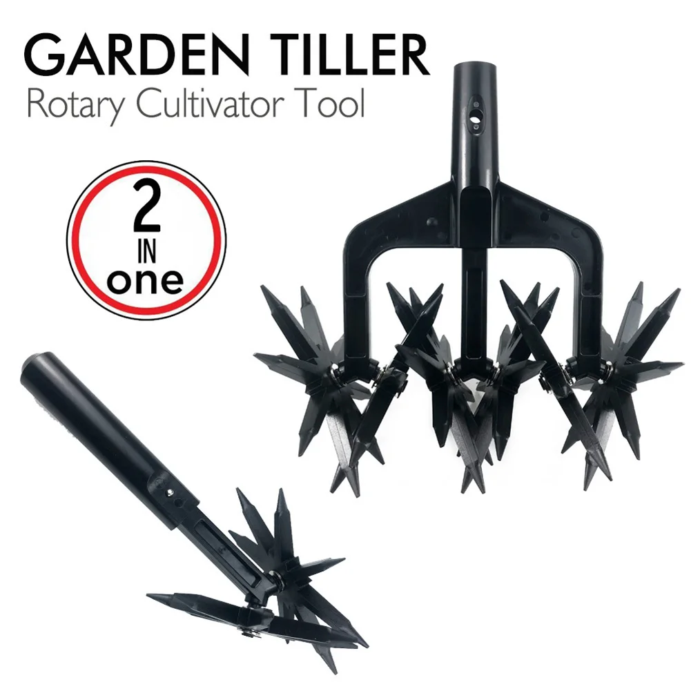 2 In 1 Garden Rotary Tiller Lawn Ripper Land Aerator Gardening Tool Weeding Digging Grass Turning Tool Loose Soil Aerator