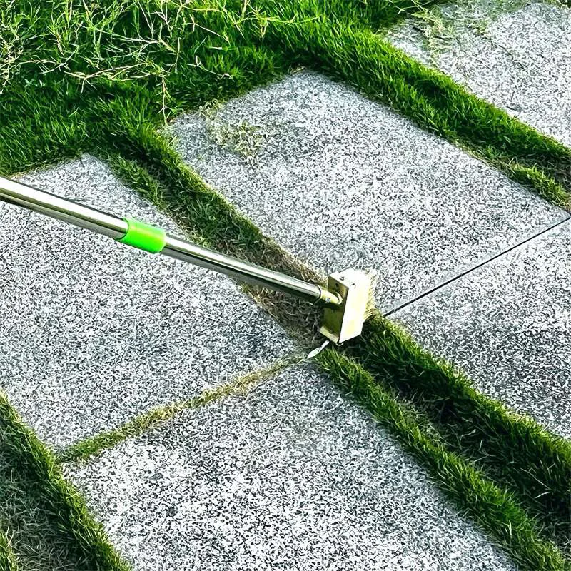 Manual Crack Weeder Weed Removal Brush Scraper Head with Long Steel Handle & Pulling Hook Moss Grass Puller Tool for Garden