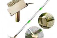 Manual Crack Weeder Weed Removal Brush Scraper Head with Long Steel Handle & Pulling Hook Moss Grass Puller Tool for Garden
