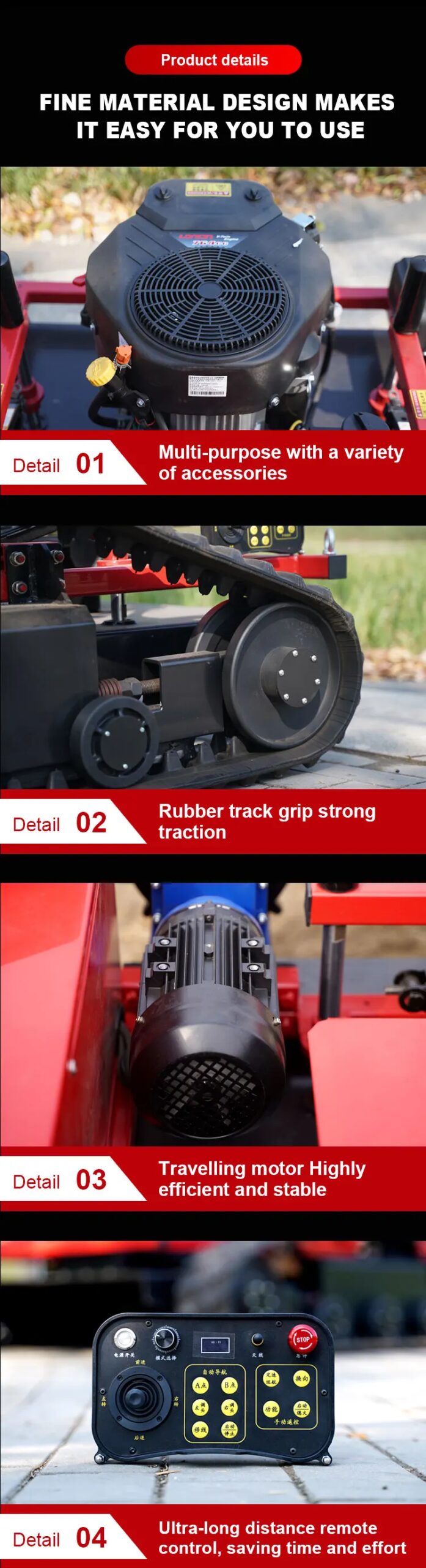 27HP super   powerful slope remote contril  crawler lawn mowing robot
