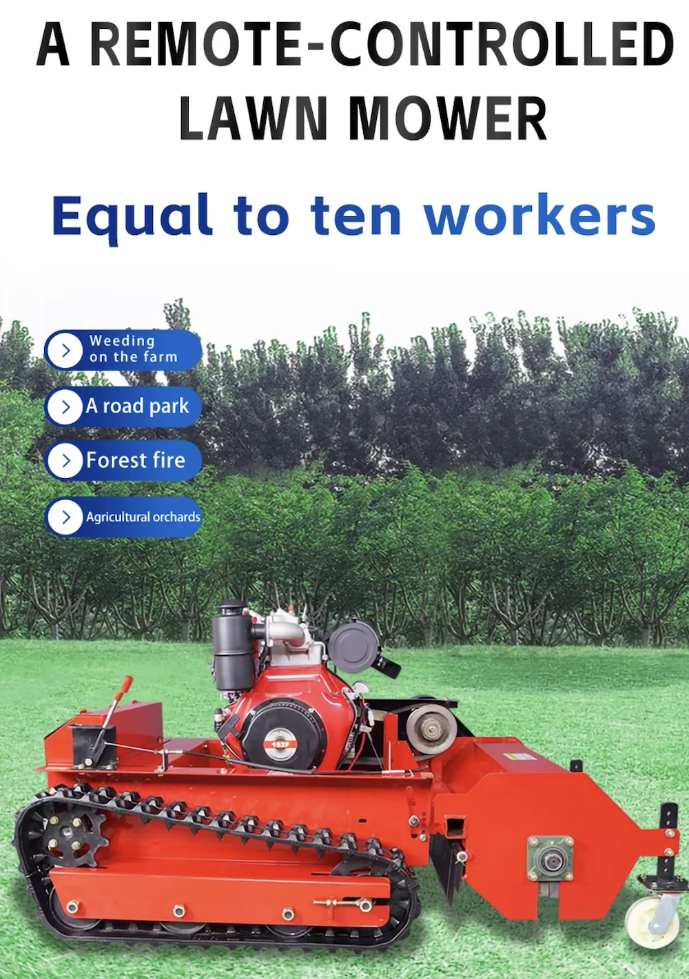 800mm Flail Mower and Zero Turn Lawn Mower Made Remote Control Intelligent Robot Lawn Mower