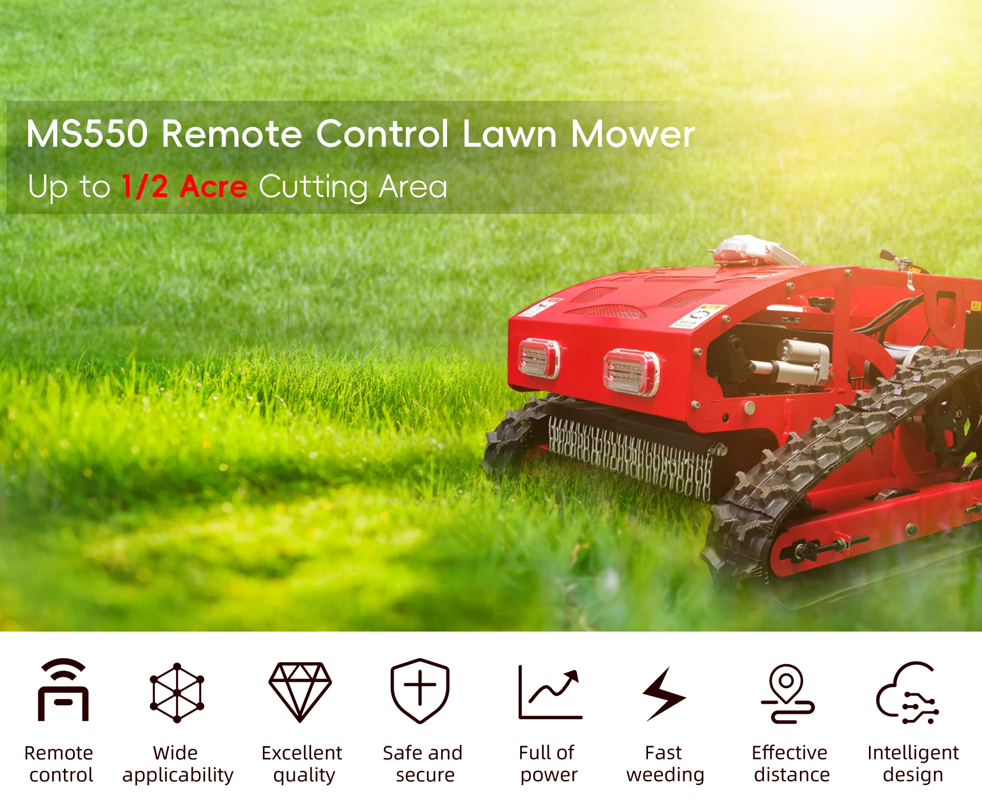550mm Gasoline Lawn Mower Grass Cutting Robot Gasoline Mower with Remote Control for Lawns Wasteland Shipping Not Included