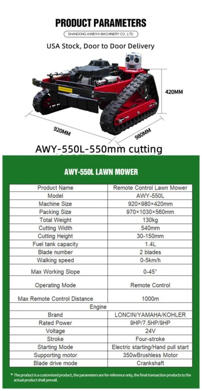 Remote Controlled Robot Lawn Mowers Machine Remote Control Lawn Mowers Cutting 550Mm Garden Lawn Mower Grass Crusher Flail Mower - Image 4
