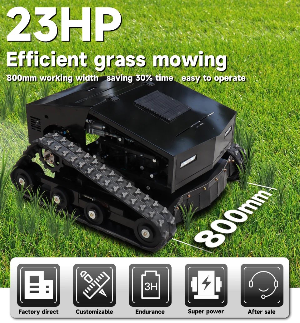 High-intensity operation 3800M²/H crawler mower robot GPS navigation automatic charging 800mm mowing width 23 horsepower