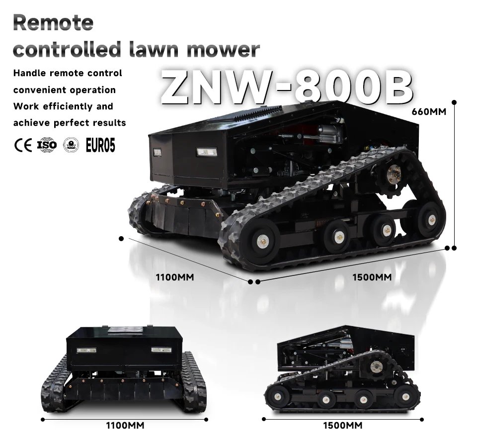 High-intensity operation 3800M²/H crawler mower robot GPS navigation automatic charging 800mm mowing width 23 horsepower