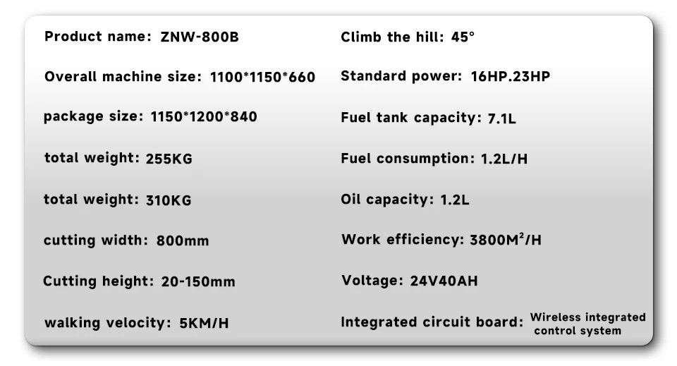 High-intensity operation 3800M²/H crawler mower robot GPS navigation automatic charging 800mm mowing width 23 horsepower