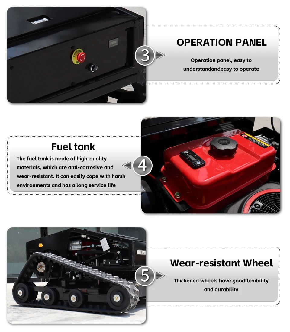 High-intensity operation 3800M²/H crawler mower robot GPS navigation automatic charging 800mm mowing width 23 horsepower