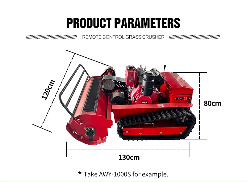 Customized 800mm 1000mm 1200mm Factory Cheap Grass Cutter Robot Crawler Remote Control Flial MowerWith CE EPA Certificate