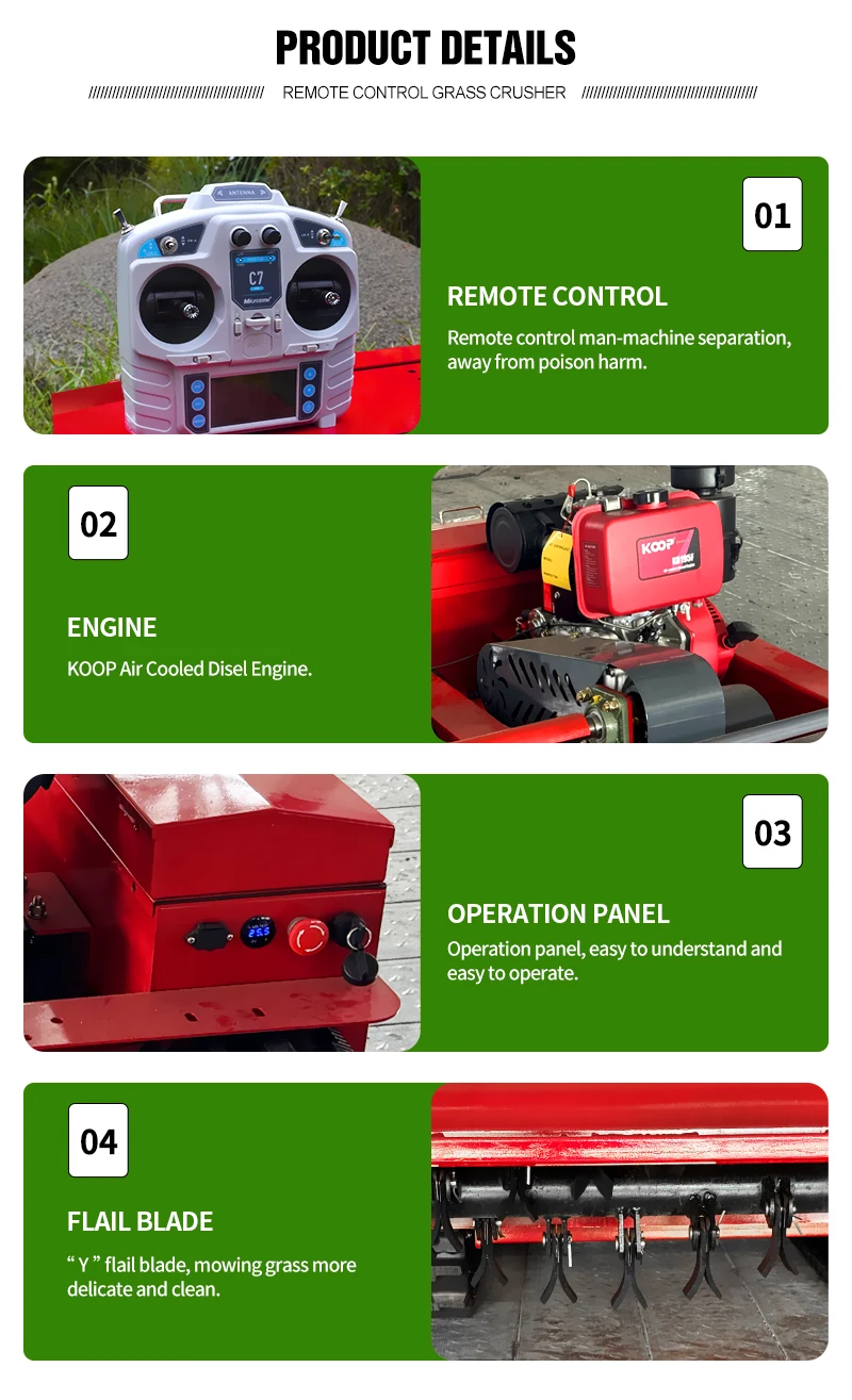 Customized 800mm 1000mm 1200mm Factory Cheap Grass Cutter Robot Crawler Remote Control Flial MowerWith CE EPA Certificate