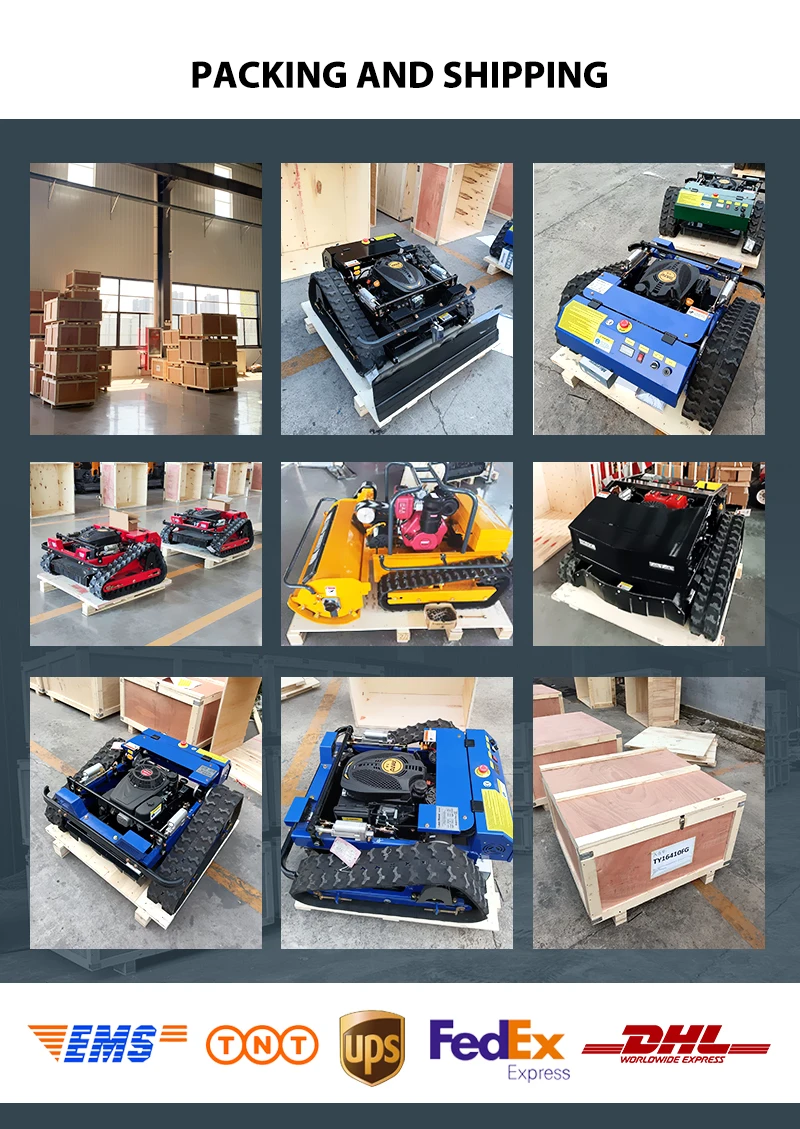 Customized Factory Outlet Electric Robot zero Turn Self Propelled Grass Cutting Crawler Remote Control Crawler Lawn Mower