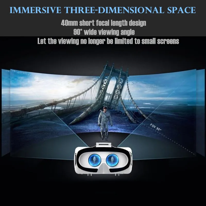 Original VR Virtual Reality VR Glasses Vrgame Google Cardboard Box Headset Helmet Watch 3D Videos for Smartphone,Wireless Rocker
