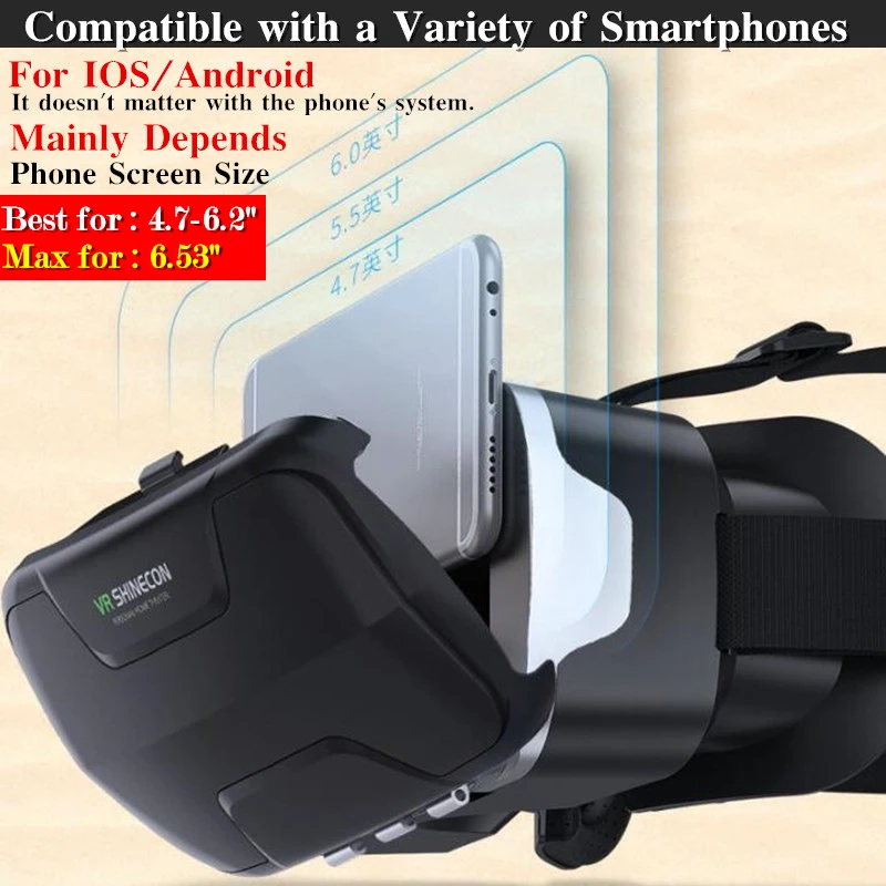Blu-Ray Virtual Reality Glasses Stereo HD IMAX 3D Glasses Google Cardboard Box VR Headset Helmet for Phone,Support Game Joystick