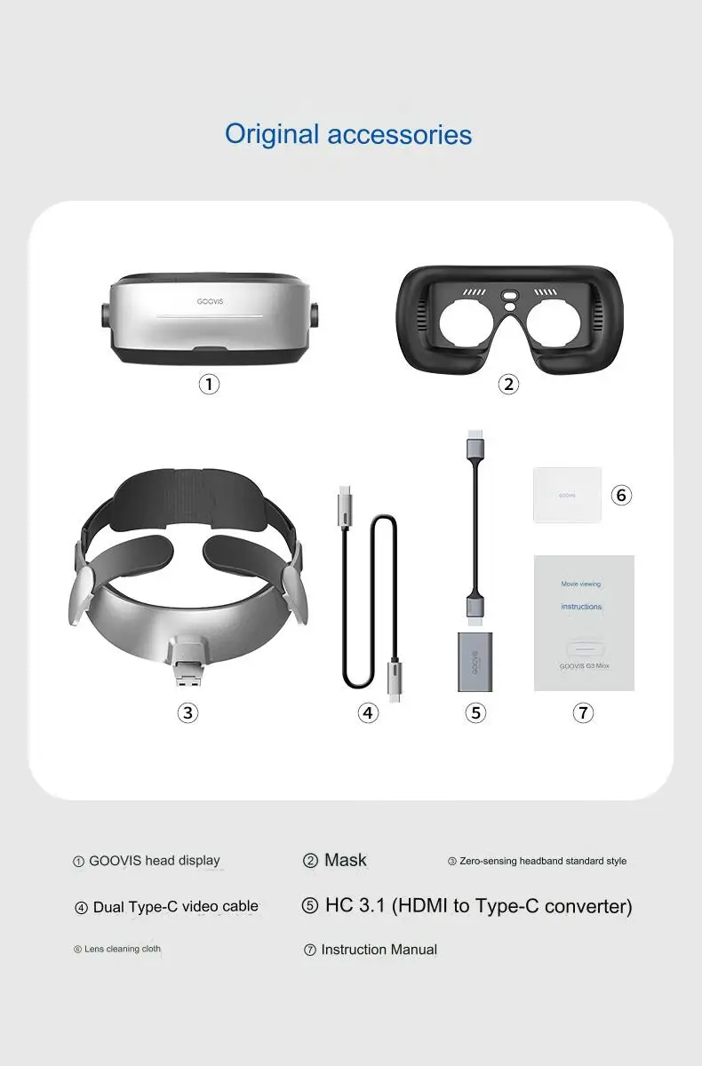 GOOVIS G3 MAX Headsets 3D Giant Screen Display 5K Non -VR AR Glasses Support Myopia Adjustment Suit For PC Smart Phone And Xbox