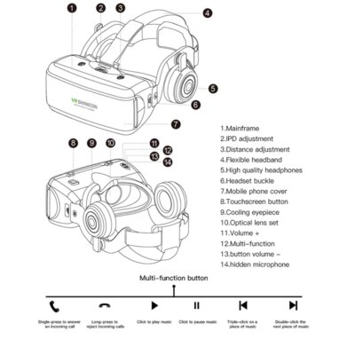 VR Shinecon Casque 3D Helmet Headset Virtual Reality Glasses For iPhone Android Smart Phone Smartphone Viar Goggles Binoculars - Image 2