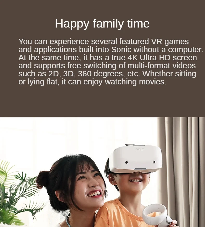Original Nolo Sonic All-in-One Virtual Reality Glasses Premium VR Streaming Game 3D Headset True 4K HD Display 3D Surround Sound