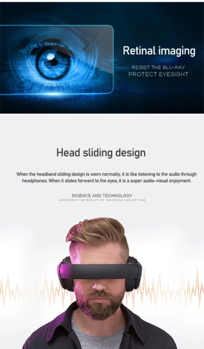 All-in-one VR Headset Audio with Video Adjustable Pupil Distance 360° Panoramic Viewing 3D Private Theater - Image 2