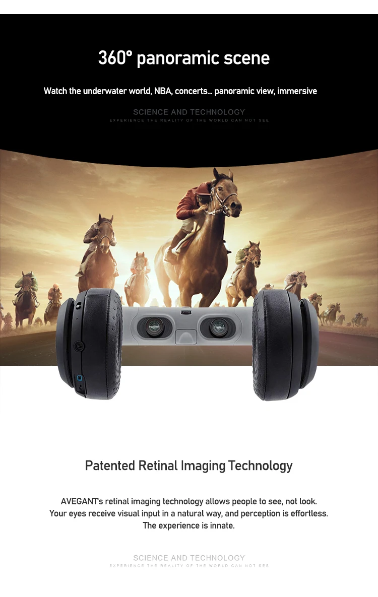 All-in-one VR Headset Audio with Video Adjustable Pupil Distance 360° Panoramic Viewing 3D Private Theater