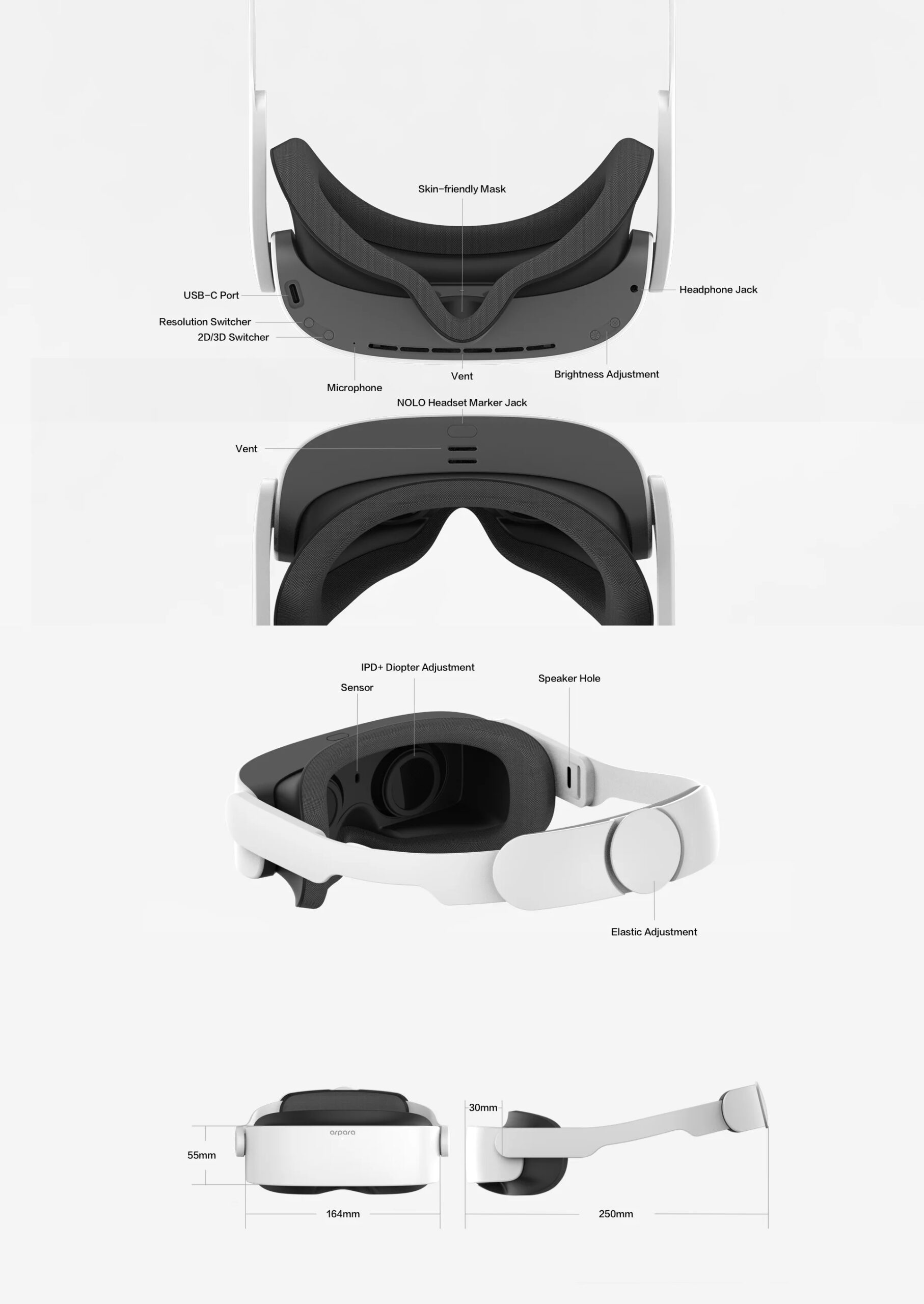 Arpara 5K Tethered VR Headset  for phone, PC, VRchat, Steam, game consoles xbox one and more with 3D Immersive Cinema Experience